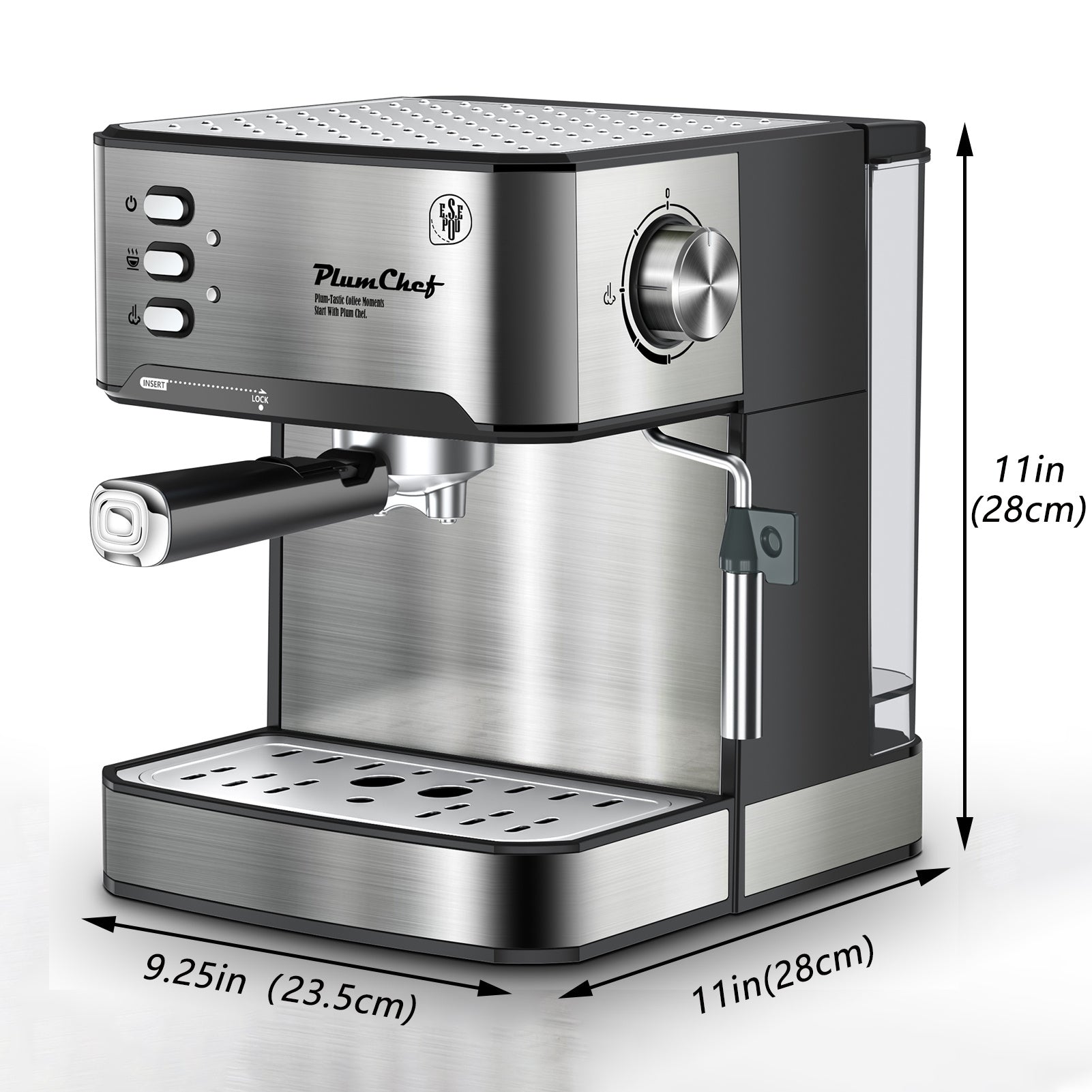 20 Bar Espresso Machine with milk frother, pressure gauge, removable tank & ESE pod compatibility. Brew cappuccino, latte & macchiato like a barista at home.