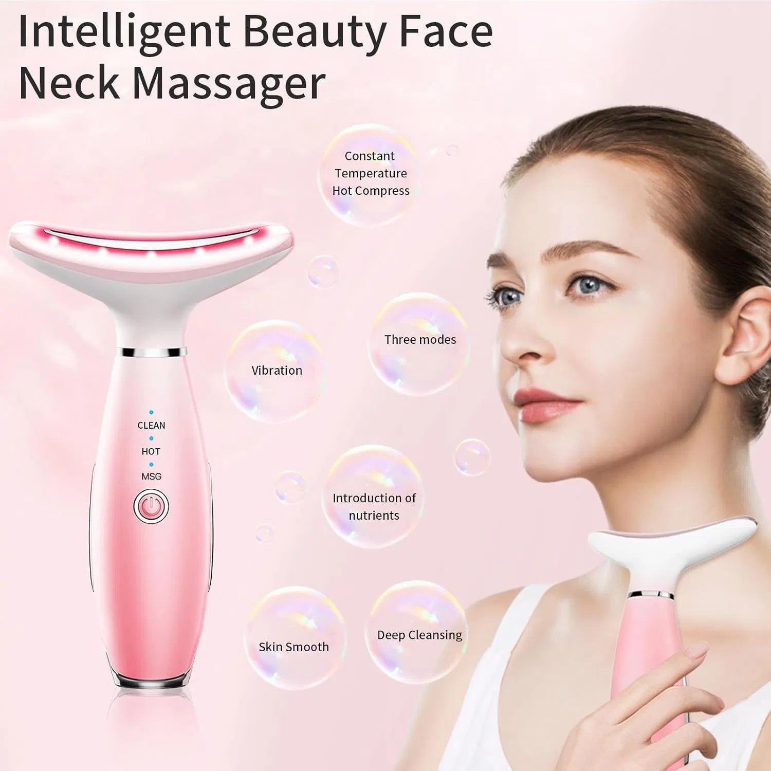 Upgrade your skincare with a 3-in-1 face and neck massager. Features thermal heat, vibration, and sculpting design for anti-aging and skin tightening.