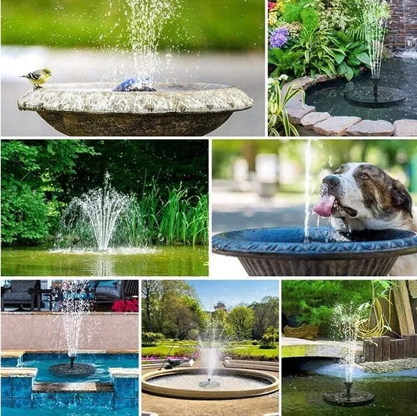 Upgrade your garden with a 1.4W solar bird bath fountain. Eco-friendly, no electricity needed, includes 4 nozzles for different water spray styles.