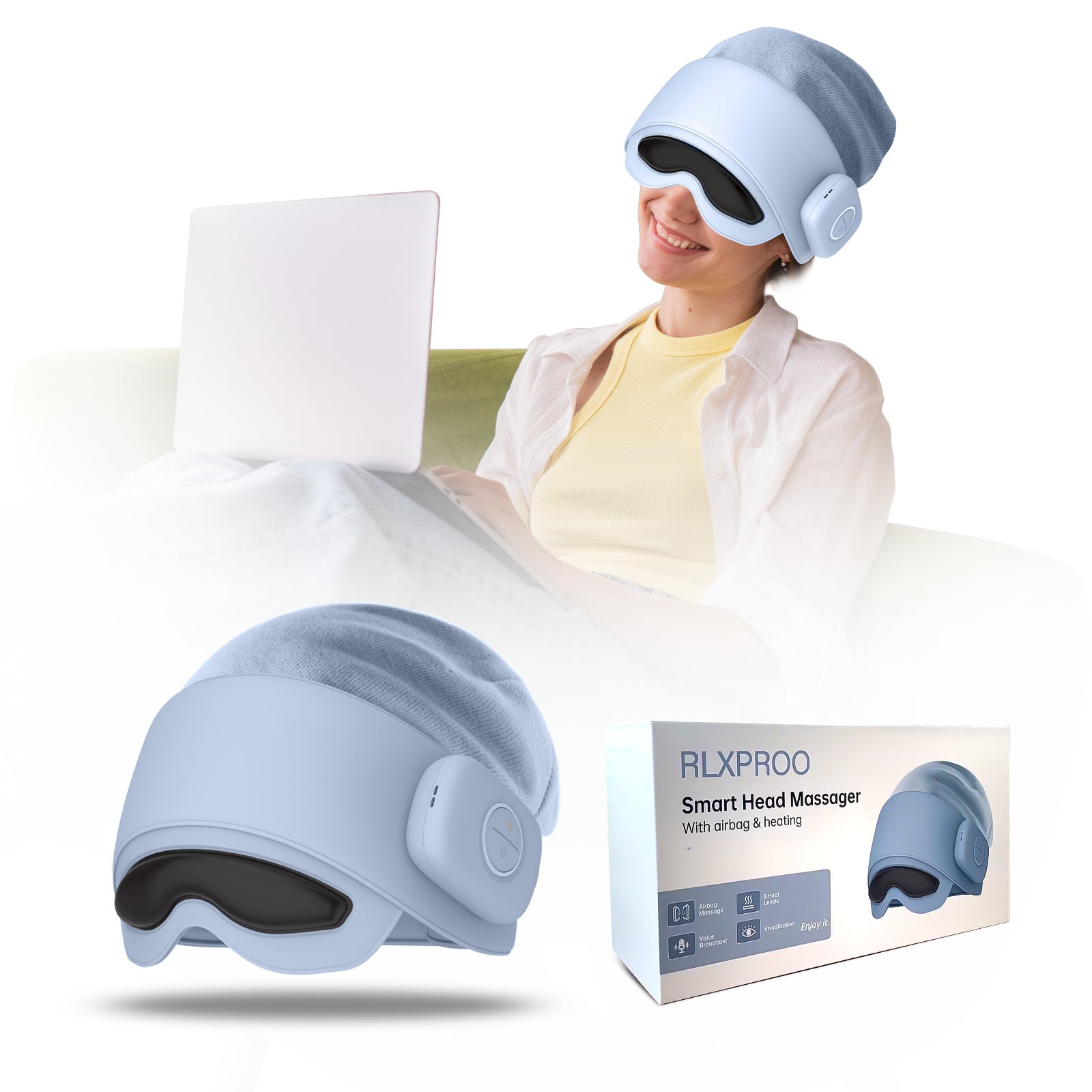 Eco Friendly Smart Head Massager With Eye Relief & Heating Function