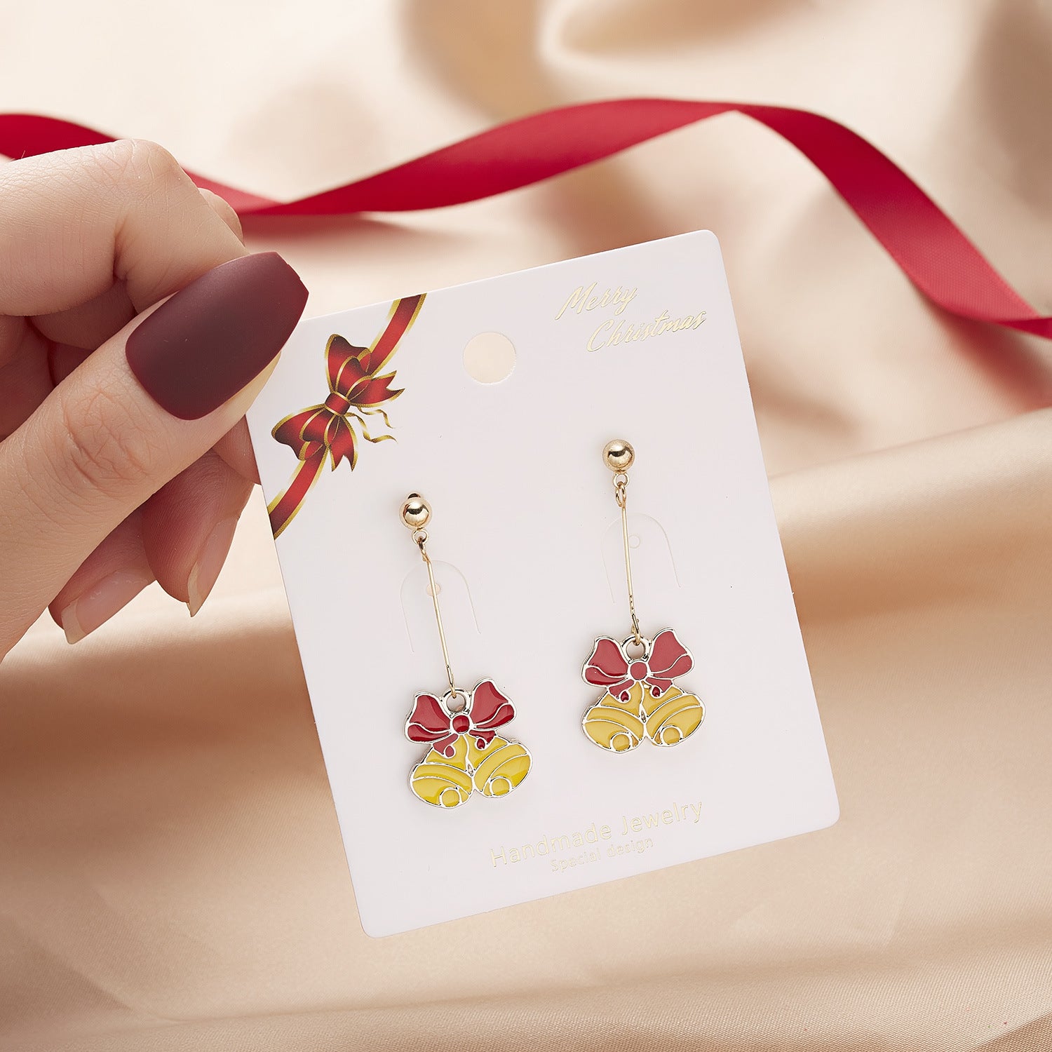 Christmas Cartoon Angel Earrings Bells Five-pointed Stars Star Stud Earrings