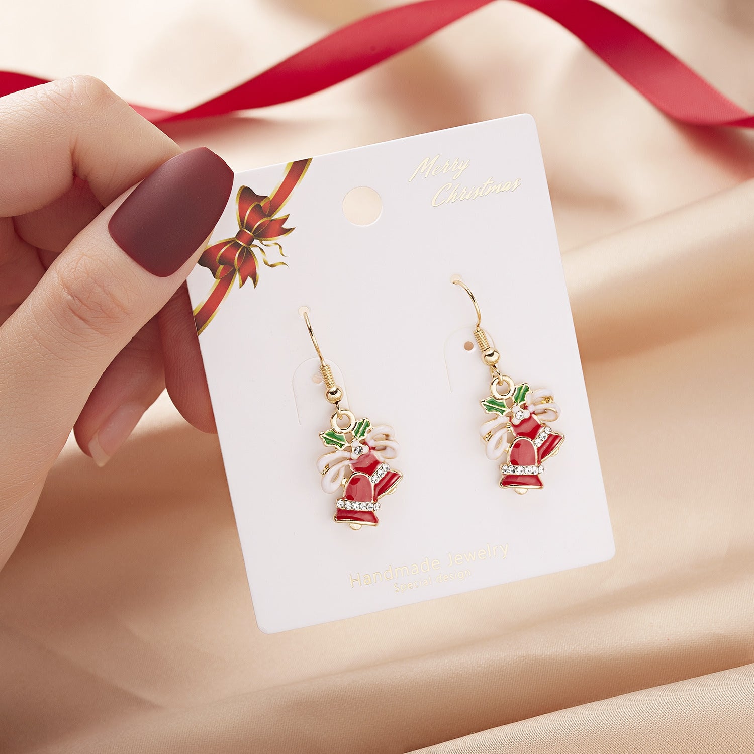 Christmas Cartoon Angel Earrings Bells Five-pointed Stars Star Stud Earrings