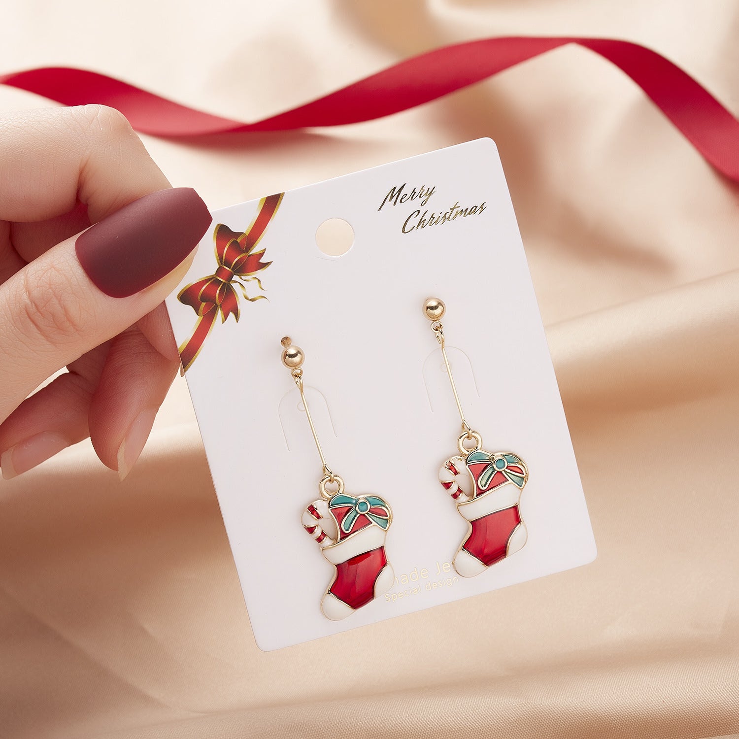 Christmas Cartoon Angel Earrings Bells Five-pointed Stars Star Stud Earrings
