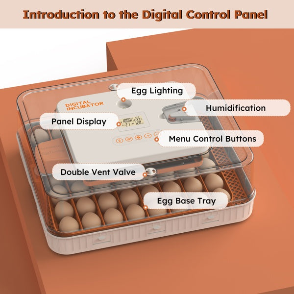 56 Egg Incubator With Automatic Turning & Humidity Control-Digital Poultry Hatcher For Chicken, Duck, And Goose Eggs - Built-in Egg Candler & Auto Water Refill, 360 Degrees Clear View