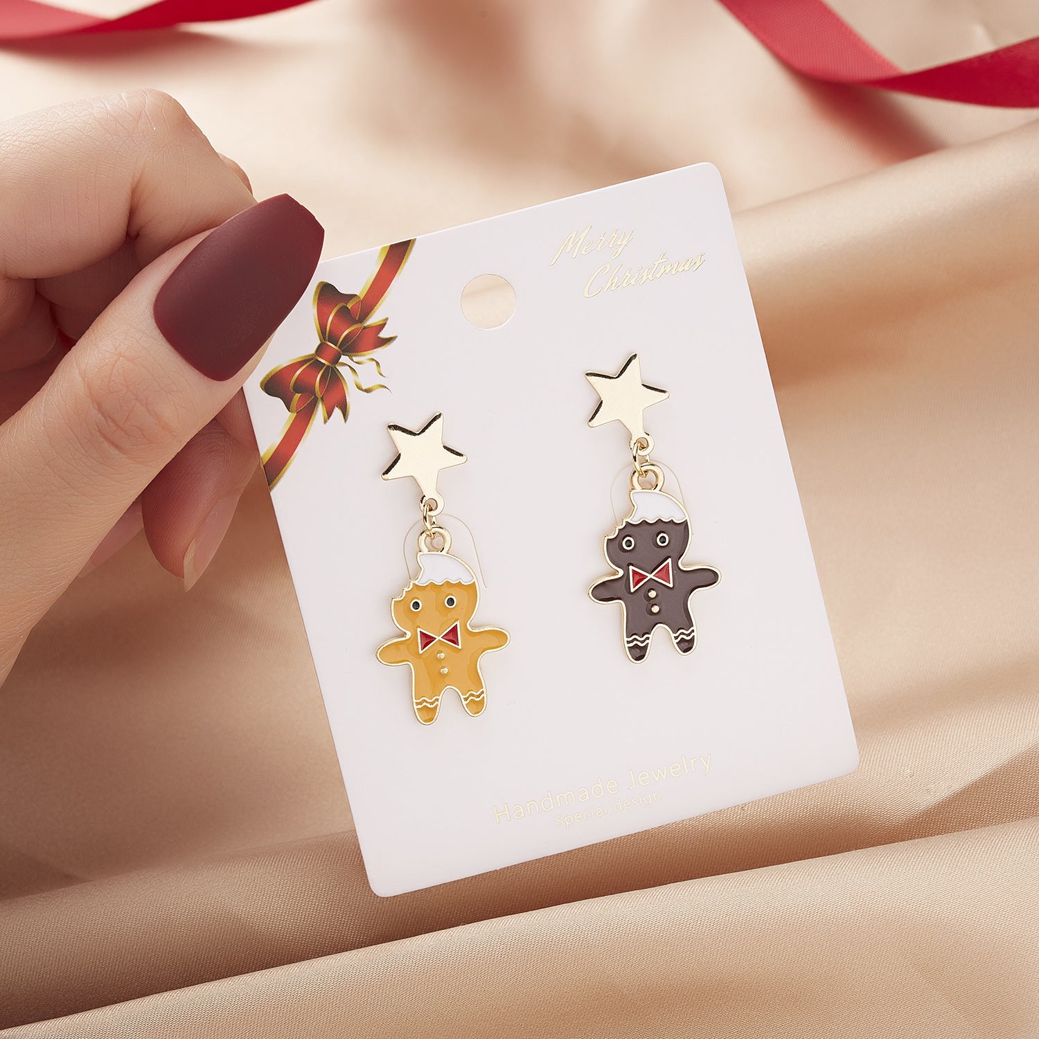 Christmas Cartoon Angel Earrings Bells Five-pointed Stars Star Stud Earrings