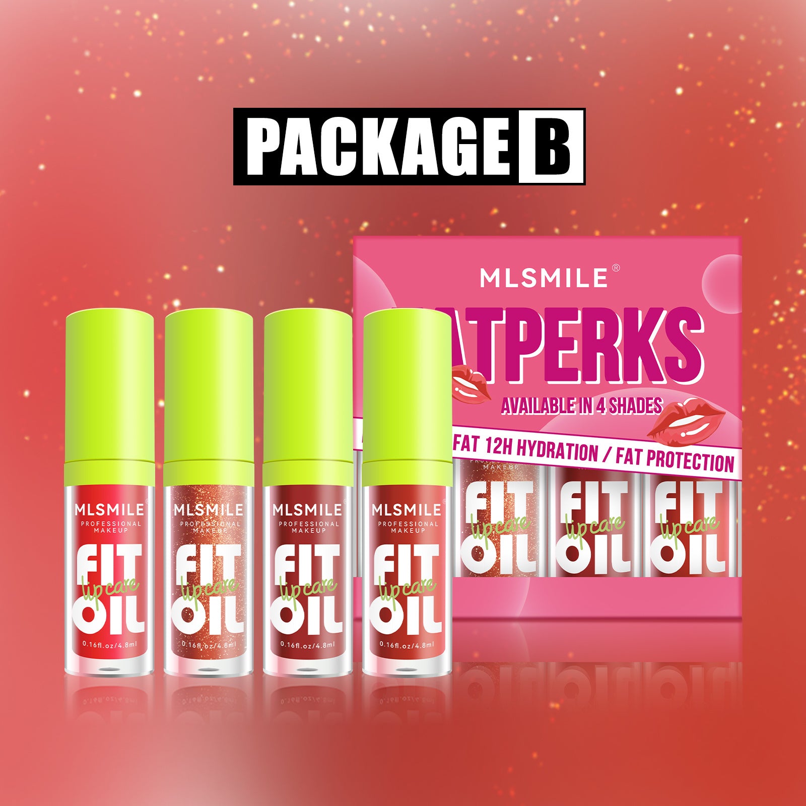 MLSMILE 4PCS Lip Gloss Set – Nude Glam Colors, Moisturizing & High Shine